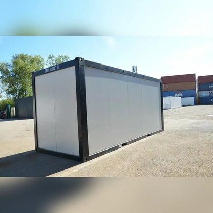 Bungalow bureau Eurocontex – vue extérieure arrière, structure modulaire gris anthracite et blanc